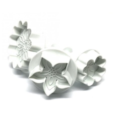 Dekofee - Emporte-pièce avec piston mix de fleurs, set de 3