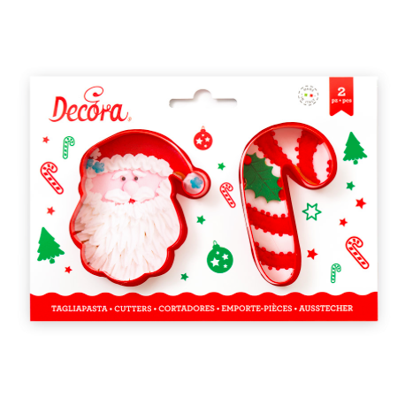 Decora - Emporte-pièce Père-Noël & sucre d'orge, 2 pièces