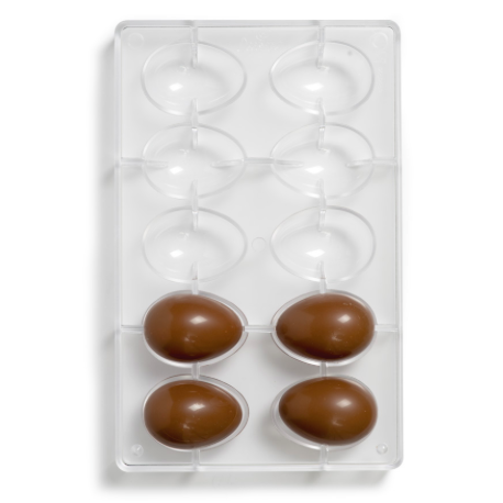 Decora - Moule en plastique rigide pour oeuf moyen en chocolat, 10 cavités, 60 X 42 mm