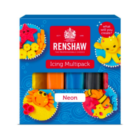 Renshaw - Sugar paste color multipack neons, 5x 100g