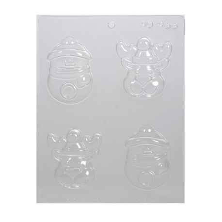 CK - Moule en plastique rigide pour chocolat renne et bonhomme de neige, 4 cavités