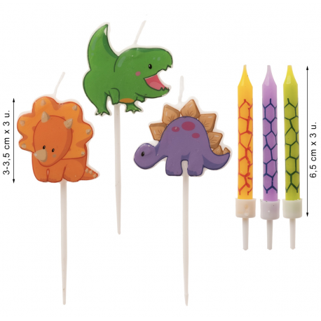 Bougies dinosaures, set de 15 pièces