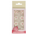 Funcakes - Décoration mélange de fleurs rose/blanc, 32 pieces