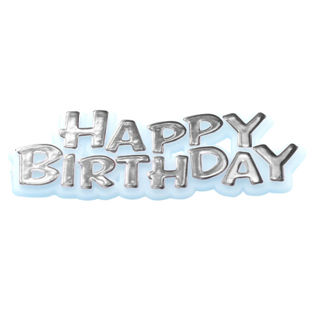 AH - Kuchetopper Happy Birthday silber