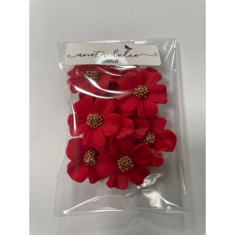 Aneta Dolce - Zuckerblumen Vergissmeinnich, burgund/gold, 3 cm, 10 pièces