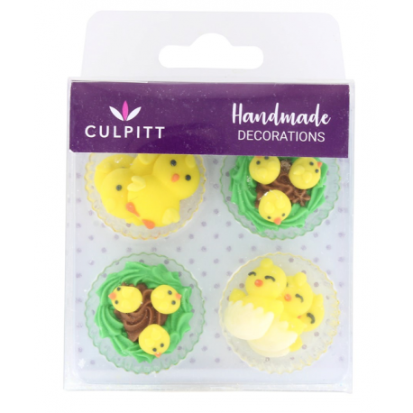 Culpitt Décoration en sucre poussins de Pâques, 10 pièces