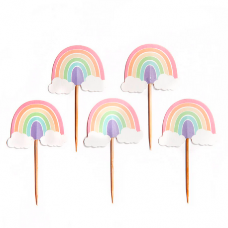 AH - Deko-Picks Regenbogen, Pastell, 12 Piks