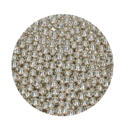 FunCakes - Krokant-Schokoladenperlen, Silber metallic, 6mm, 60g