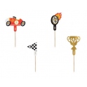 PartyDeco - Cake Toppers car race 4 pieces