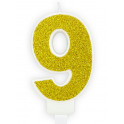 Kerze gold Funkeln Nummer 9