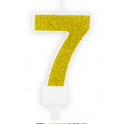 Bougie pailletée dorée numéro 7