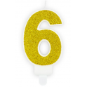 Bougie pailletée dorée numéro 6