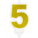 Bougie pailletée dorée numéro 5
