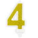 Bougie pailletée dorée numéro 4