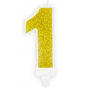 Candle gold sparkle number 1