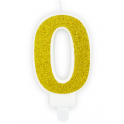 Bougie pailletée dorée numéro 0