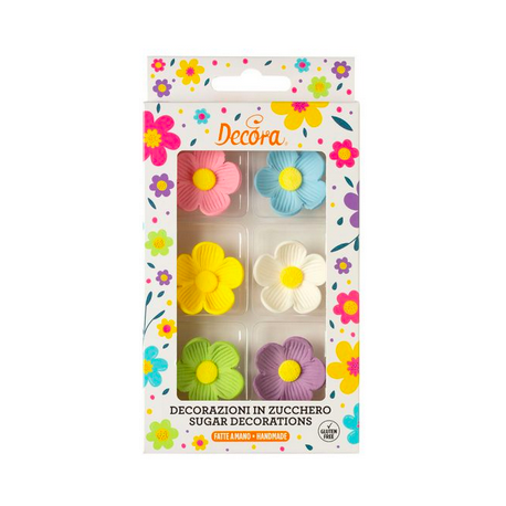Decora Décorations en sucre grandes fleurs, 6 pièces