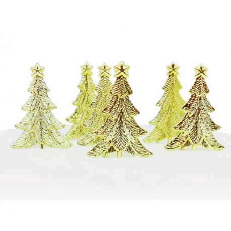 AH - Decoration Decorative golden Christmas trees, plastic, 6 pcs.