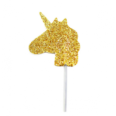 AH - Pics décoratifs, licorne pailletée or, 12 piques