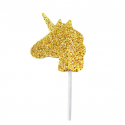 AH - Pics décoratifs, licorne pailletée or, 12 piques