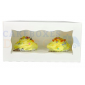 Boîte à cupcake blanche, pour 2 pièces avec séparateur