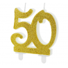 Bougie dorée pailletée n° 50