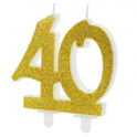 Bougie dorée pailletée n° 40