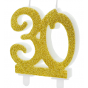 Bougie dorée pailletée n° 30