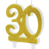 Bougie dorée pailletée n° 30