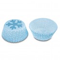 Caissettes mini cupcakes flocon bleu, 50 pièces