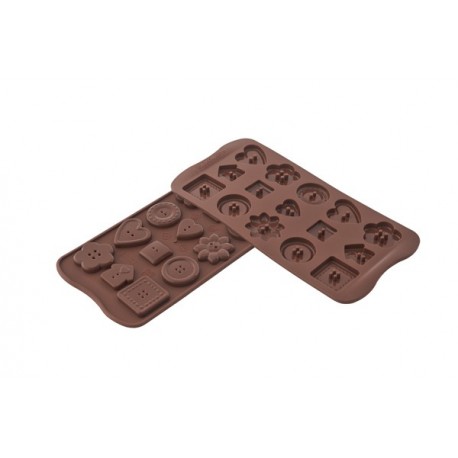 Silikomart - Choco Boutons moule silicone, 15 cavités